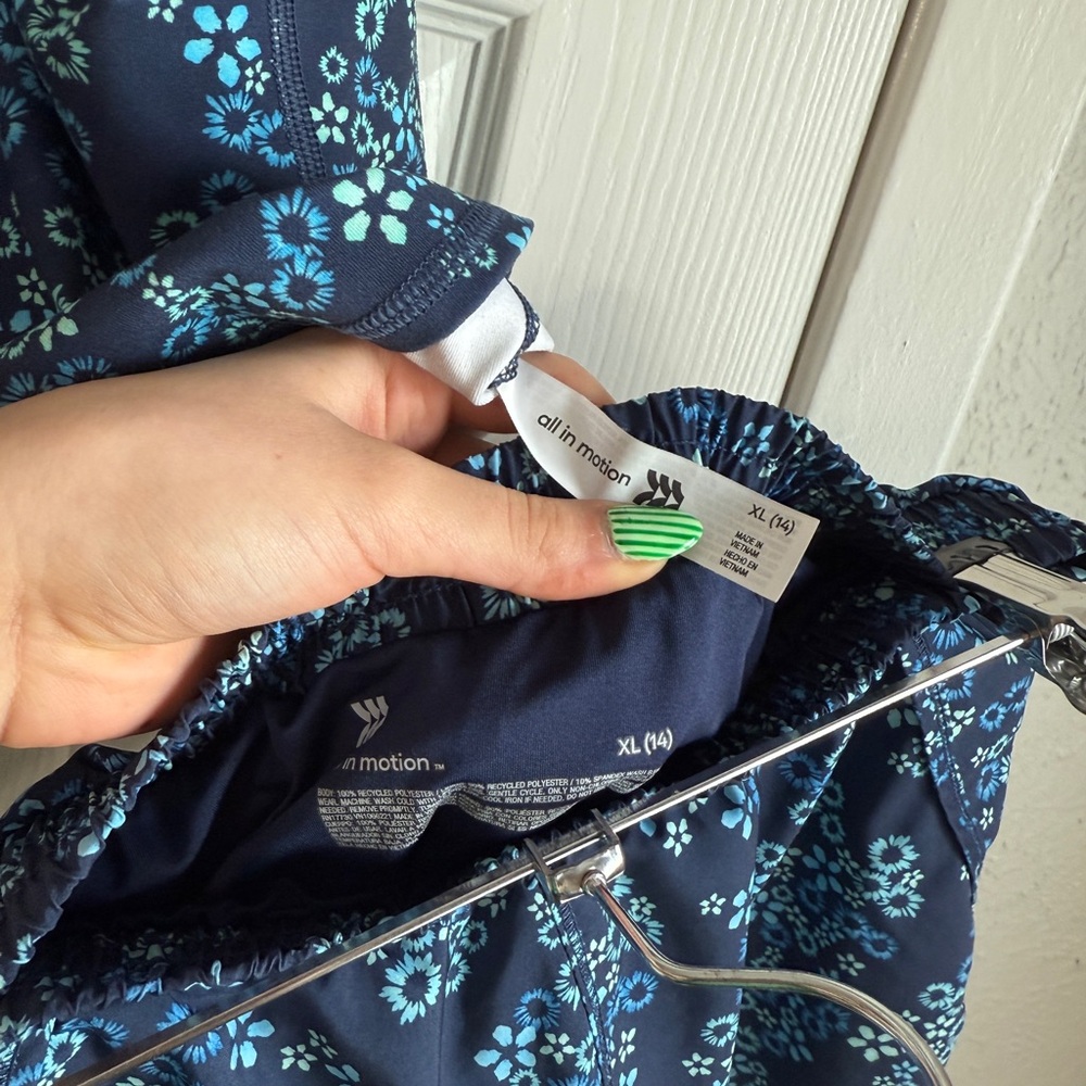 ALL IN MOTION Matching Set Shorts and Tank Top Athletic 2PC Set Blue Floral XS - Picture 4 of 11